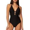Horizon Texture Cross Strap Plunge One Piece