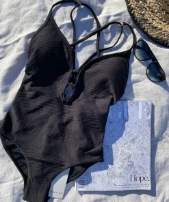 Horizon Texture Cross Strap Plunge One Piece