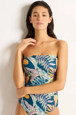 Huhahine Ruched Bandeau One Piece