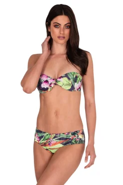 Jungle Bloom Tie Front Bandeau Top