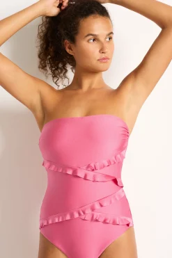 Lustre Spliced Frill Bandeau One Piece