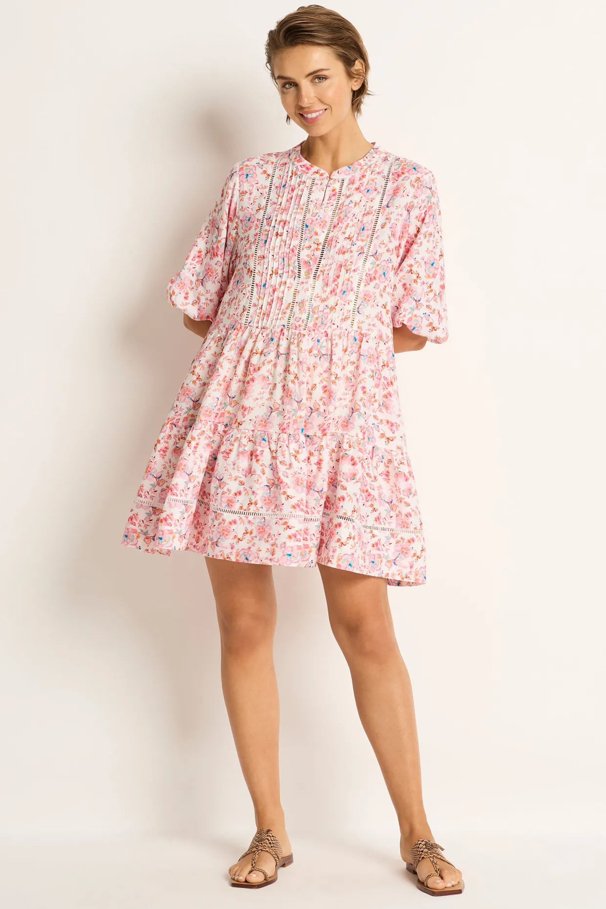 Saneesha Linen Tiered Mini Dress