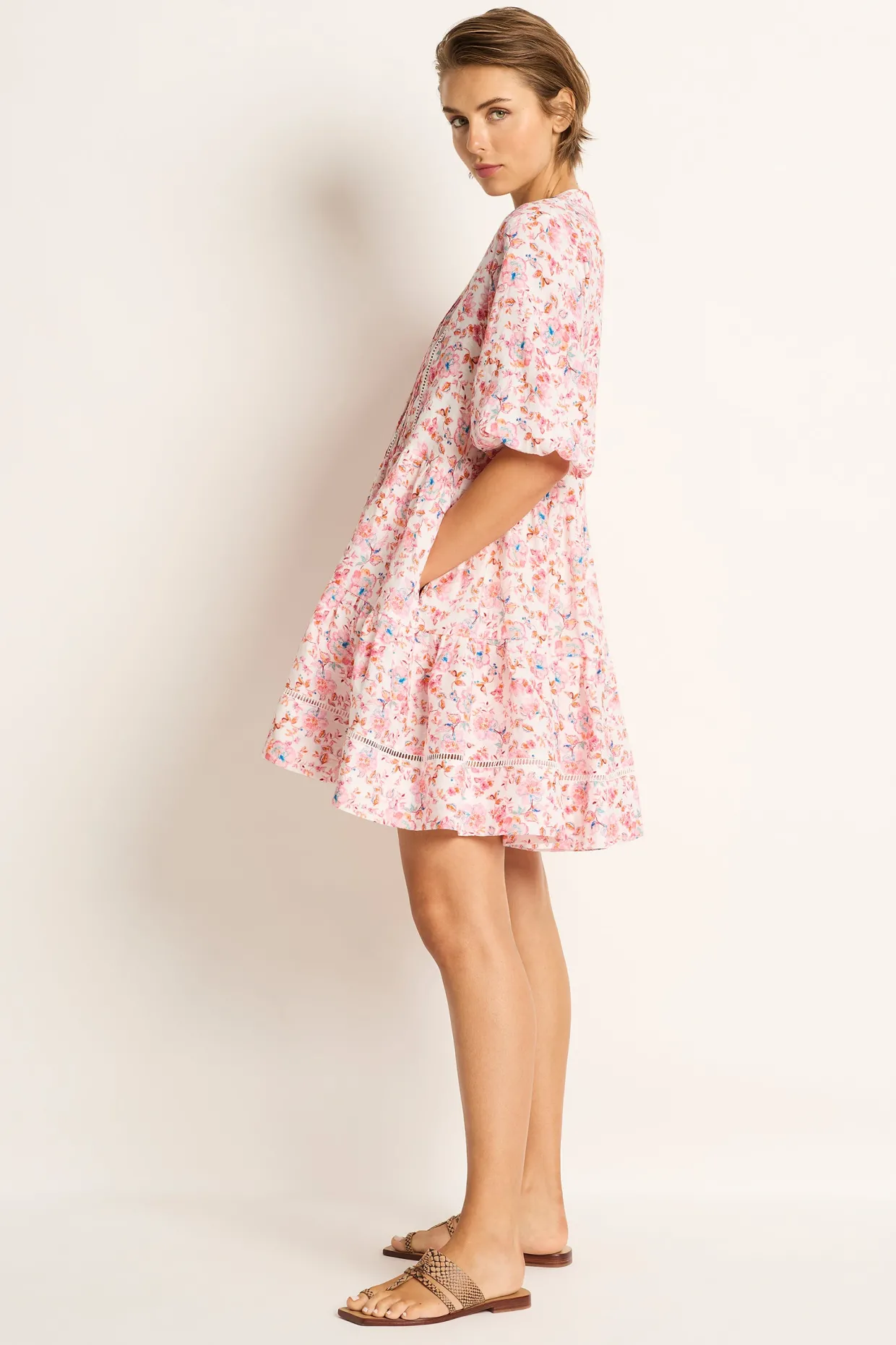 Saneesha Linen Tiered Mini Dress