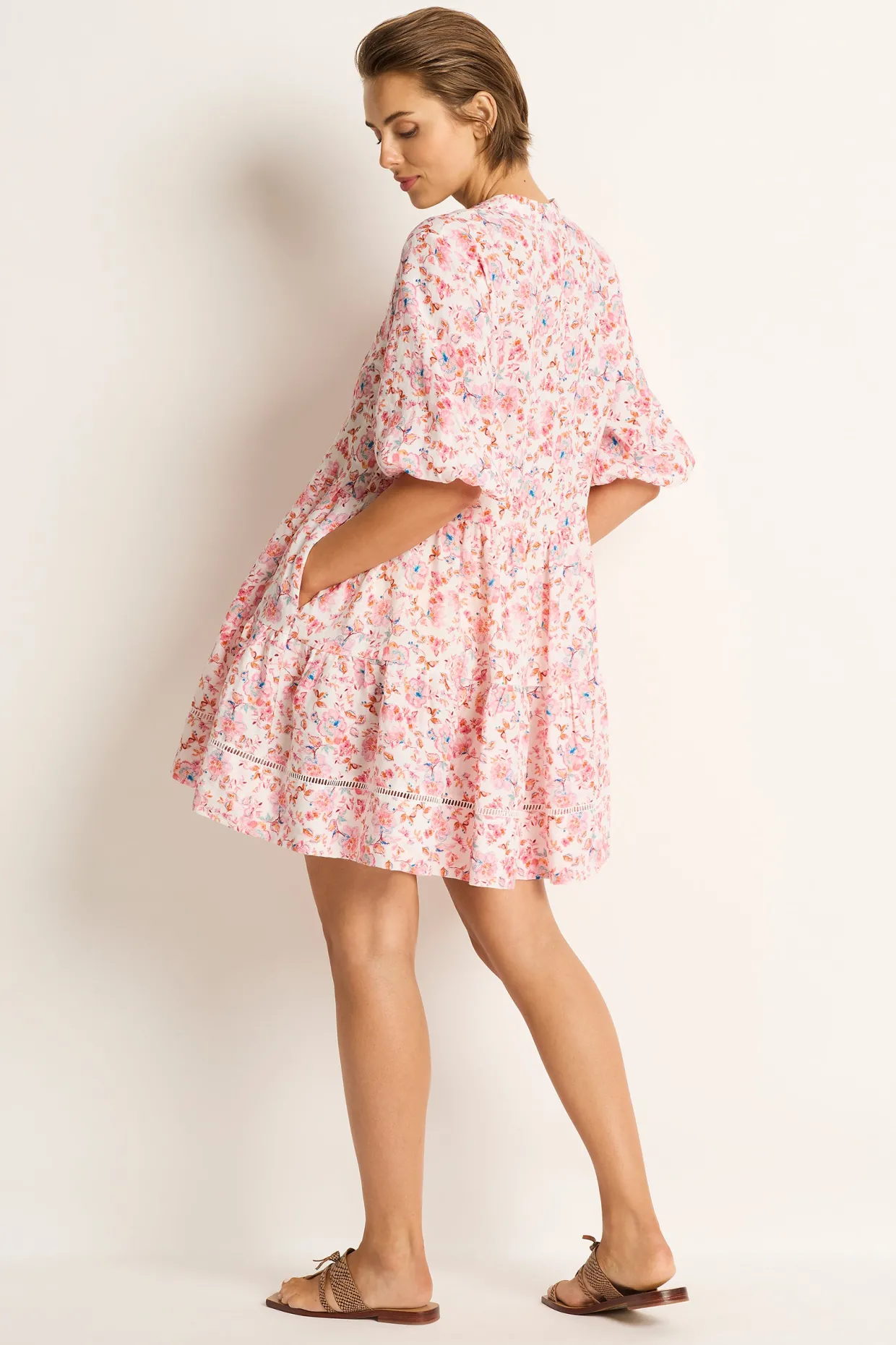 Saneesha Linen Tiered Mini Dress