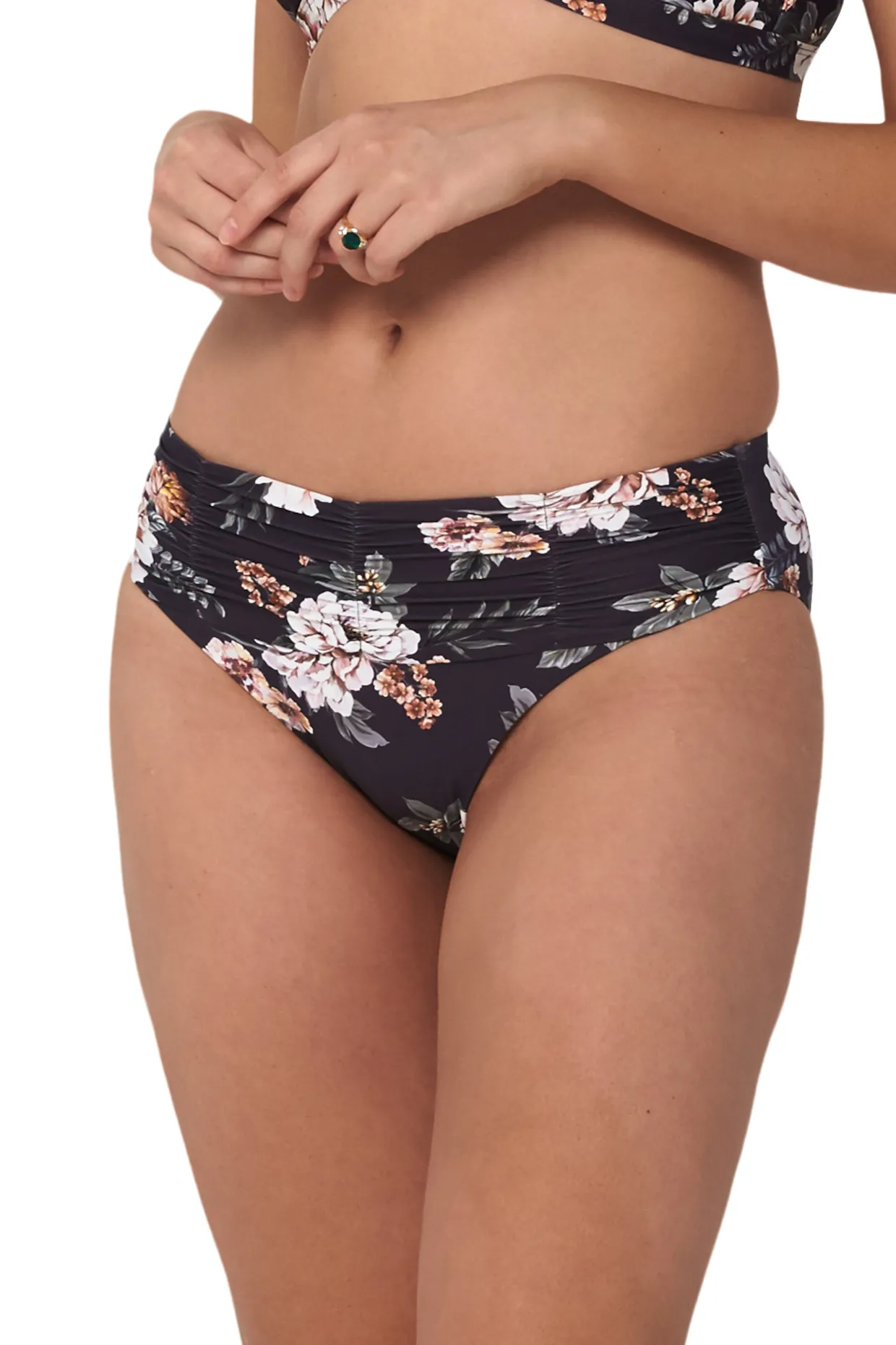 Vintage Floral Mid Rise Ruched Pant