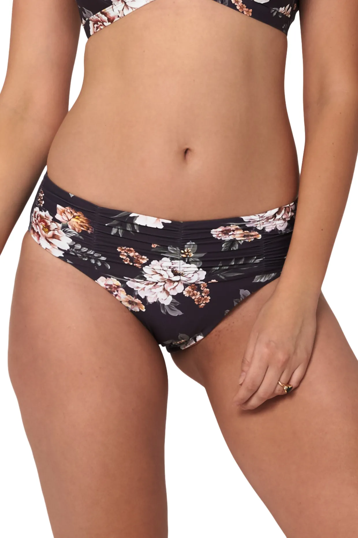 Vintage Floral Mid Rise Ruched Pant